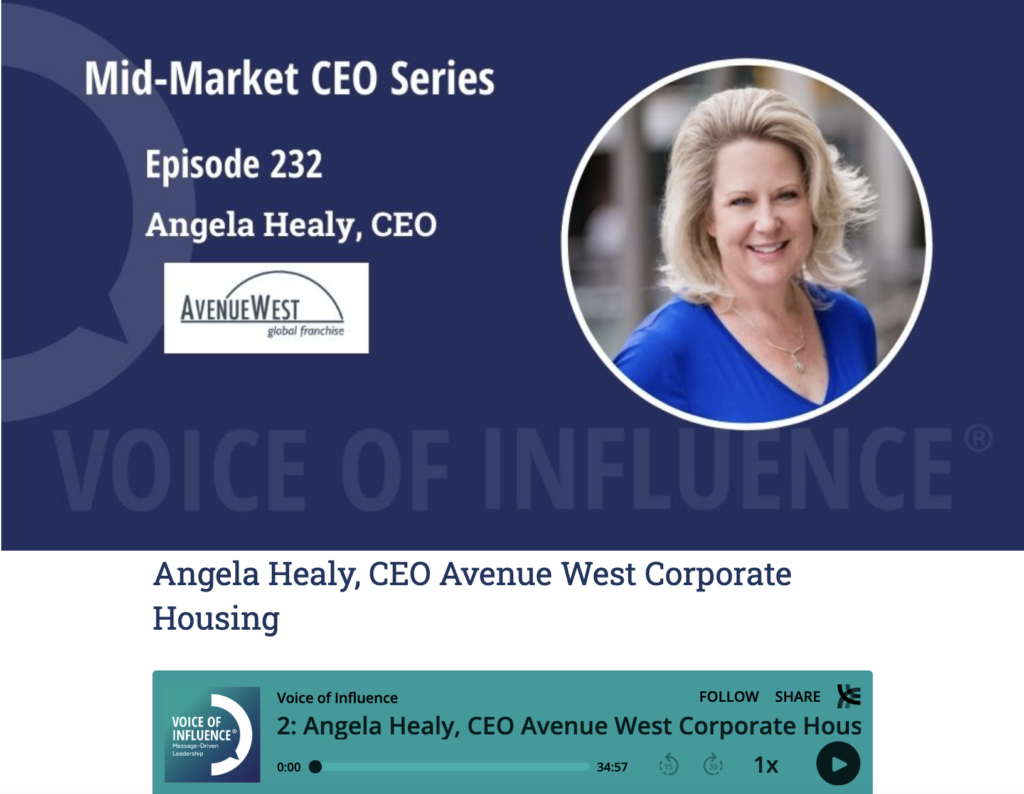 Voice of Influence Podcast Interview with Angela Healy, CEO of AvenueWest